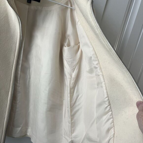 Talbots Coat Jacket Women 2P Wool Blend Cream Ivory Full Zip Ribbed Knit Lined - Picture 7 of 8
